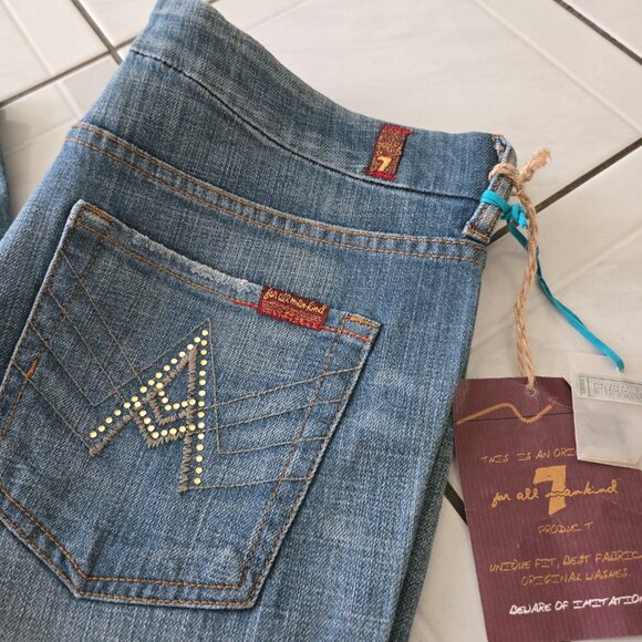 NWT 7 For All Mankind A Pocket Swarovski Crystal Bootcut Jeans 30 - Picture 2 of 5